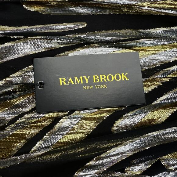 New w/Tags RAMY BROOK NEW YORK silk metallic JessieAnn Goddess gown dress - Picture 6 of 17
